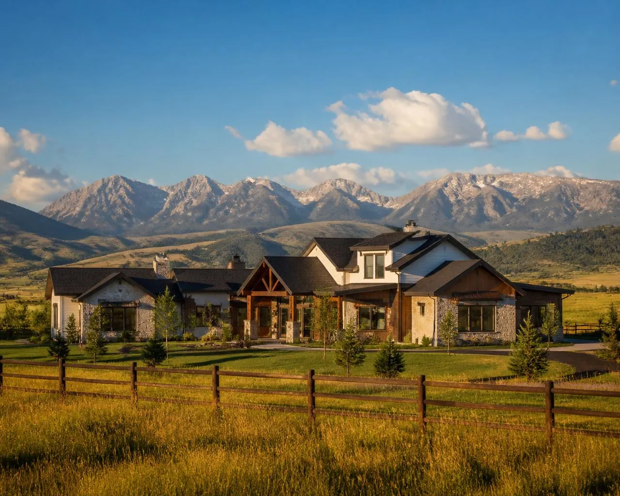 Rural Colorado home with the Rocky Mountains in the background